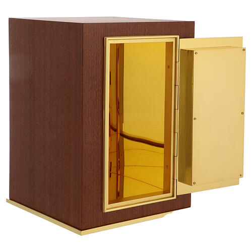 Tabernacolo da mensa legno mogano porta IHS calice 8