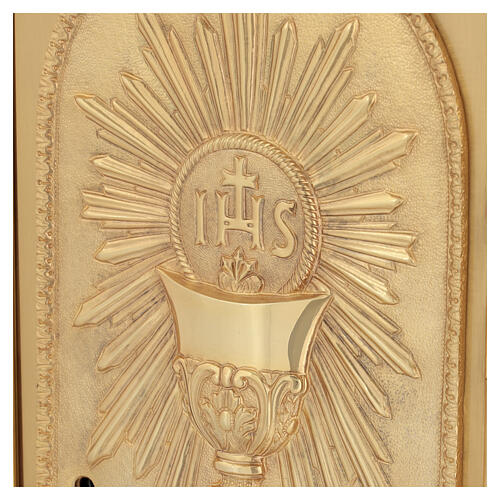 Tabernacolo da mensa legno mogano porta IHS calice 4