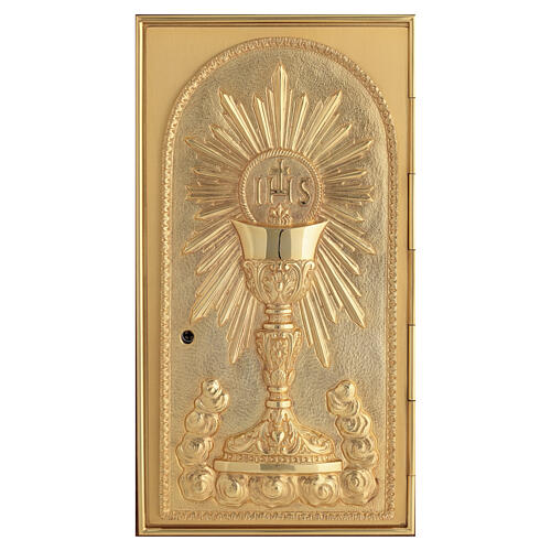 Tabernacolo da mensa legno mogano porta IHS calice 7