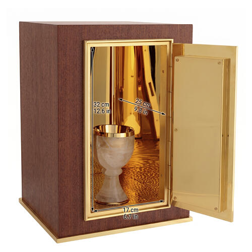 Tabernáculo de mesa em mogno com porta IHS e cálice 5