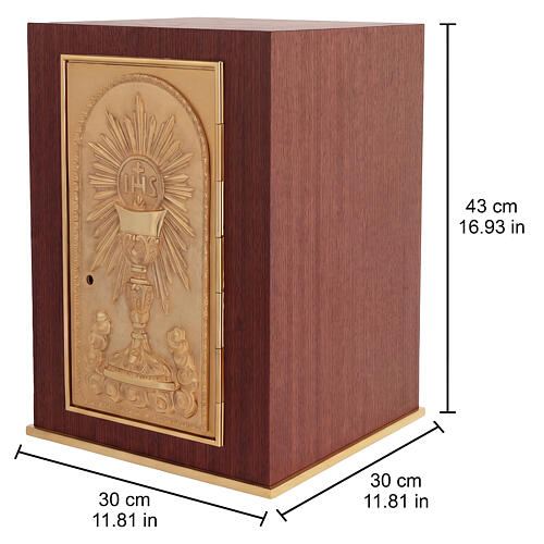 Altar Tabernacle Mahogany Wood with IHS Chalice Door 3
