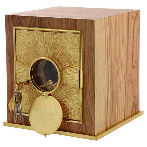 Tabernacolo da mensa IHS legno ulivo 2
