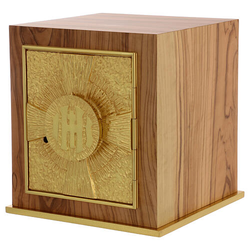 Tabernacolo da mensa IHS legno ulivo 3