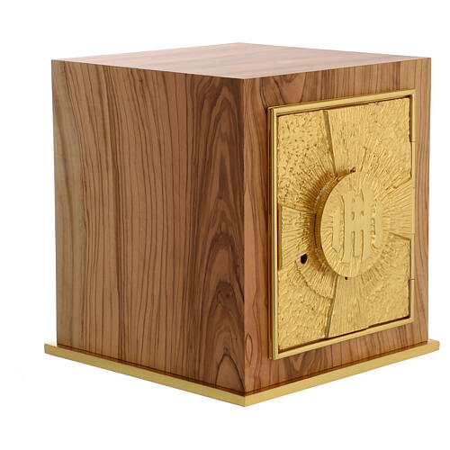 Tabernacolo da mensa IHS legno ulivo 4