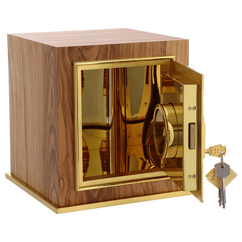 Tabernacolo da mensa IHS legno ulivo 6