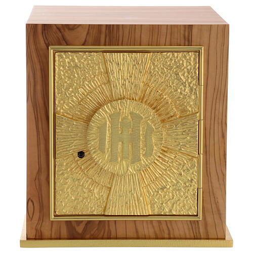 Altar tabernacle IHS in olive wood 1