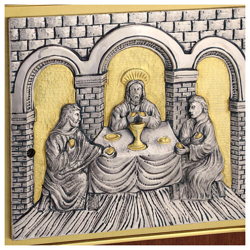 Altartabernakel aus dunklem Massivholz mit vergoldeter Türplatte – Motiv: Abendmahl in Emmaus 2