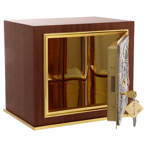 Tabernacolo da mensa porta ottone dorata legno Cena Emmaus 4