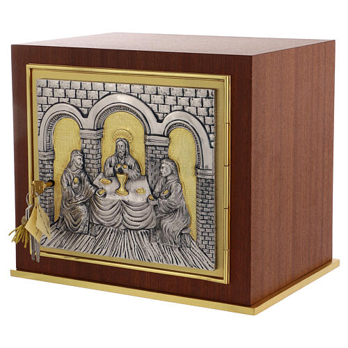 Tabernacolo da mensa porta ottone dorata legno Cena Emmaus 7