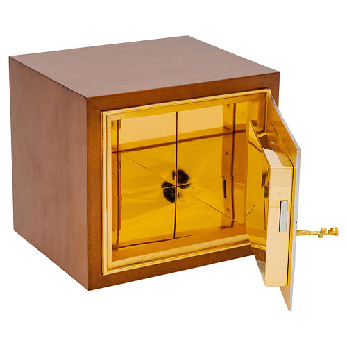 Sagrario madera puerta espigas acabado plateado y dorado 30X30X25 cm 3