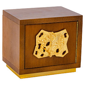 Tabernacolo legno simbolo fuso dorato pax uva e spighe 25X20X20 cm