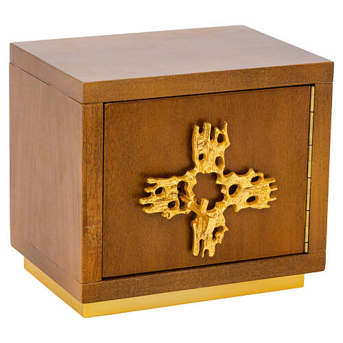 Tabernáculo madera cruz moderna fundida dorada 25X20X20 cm 1
