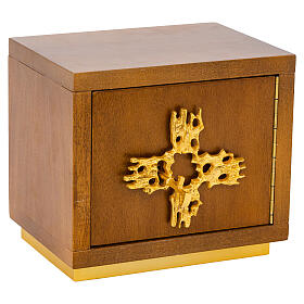 Tabernacolo legno croce moderna fusa dorata 25X20X20 cm