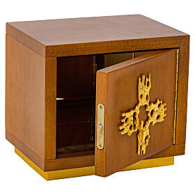 Tabernacolo legno croce moderna fusa dorata 25X20X20 cm