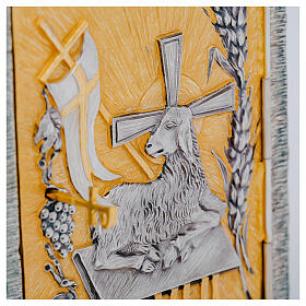 Tabernacle with small door, Lamb of God, grapes, and wheat, double finish, 12x16x10 in