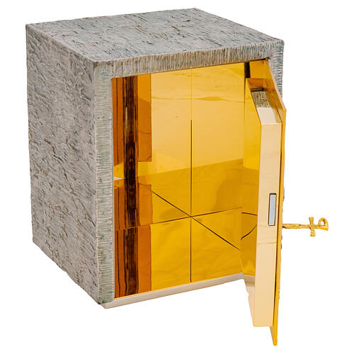 Tabernacolo porticina agnello pasquale uva e spighe doppia finitura 30X40X25 cm 4