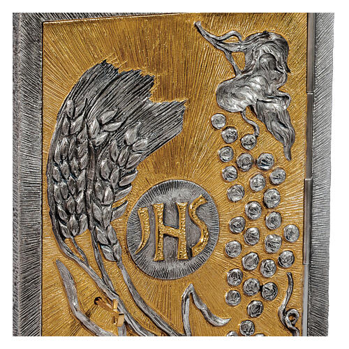 Tabernacolo bronzo JHS, spighe uva finiture due colori 50x40x30 cm 2