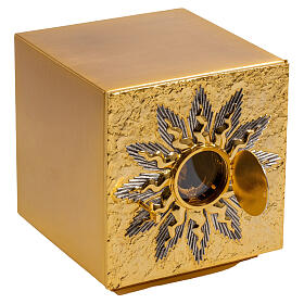 Tabernacle with JHS door and rays, exposition case, 12x12x12 in