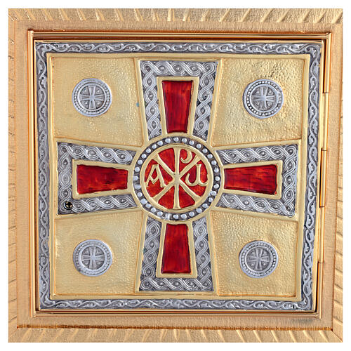 Tabernacle mural en laiton image croix avec Chi-Rho alpha et oméga 2