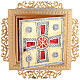 Tabernacolo da muro in ottone immagine croce con pax alpha omega s4