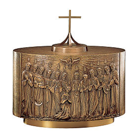 Tabernacolo in ottone Molina ovale Apostoli, Vergine  Maria e Spirito Santo 40x60x35 cm