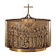 Oval Brass Molina Tabernacle with Apostles, Virgin Mary, and Holy Spirit 40x60x35 cm s1