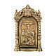 Tabernacolo 50x30x30 cm barocco porta con scena crocifissione ottone bagno oro Molina s1