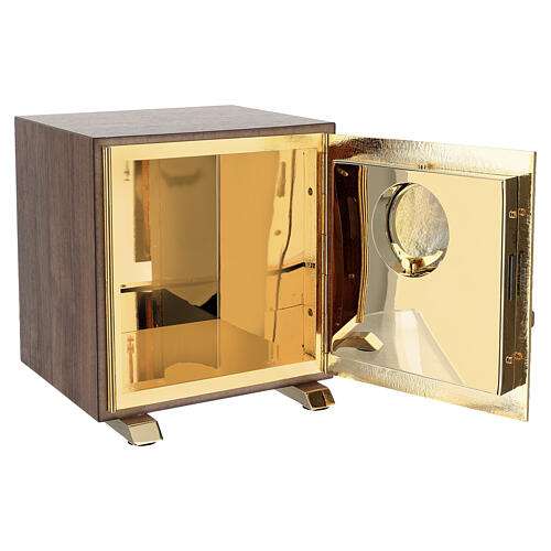 Tabernacle in Trentino oak with Sacred Heart decoration 6