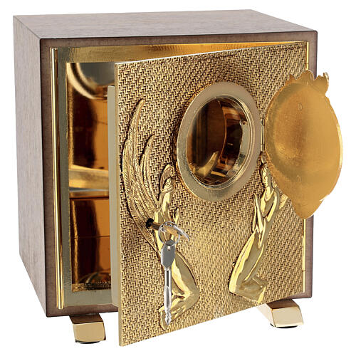 Tabernacle in Trentino oak with Sacred Heart decoration 7