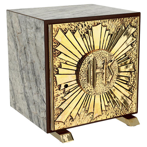 Sagrario de altar mármol andaluz con exposición de latón IHS 6