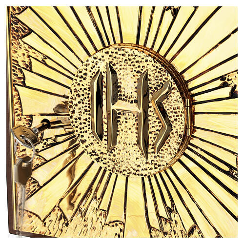 Sagrario de altar mármol andaluz con exposición de latón IHS 9