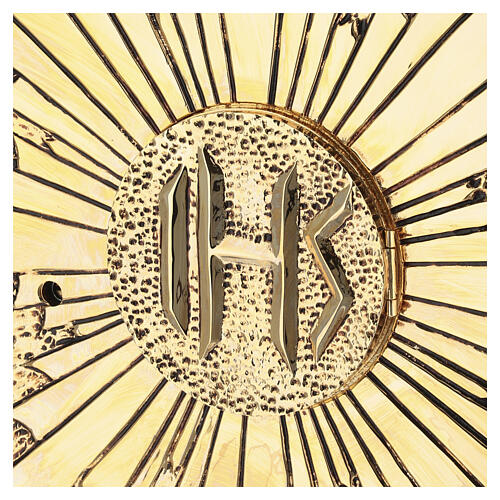 Tabernacle de table en marbre andalou avec exposition en laiton IHS 3