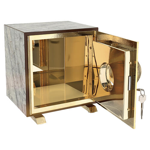 Altar tabernacle Andalusian marble finish with IHS brass display 5
