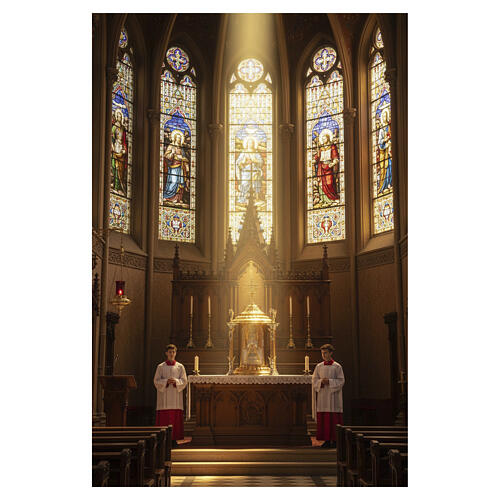 Gold-plated brass altar tabernacle with 4 angels, JHS and chalice 5