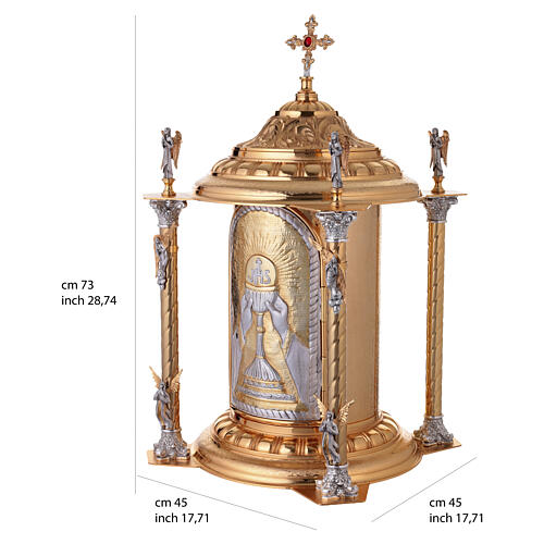 Tabernacle de table en laiton doré 4 anges JHS et calice 4