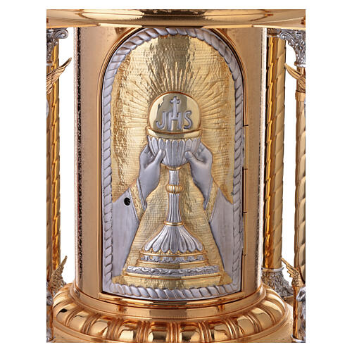 Tabernacle de table en laiton doré 4 anges JHS et calice 8