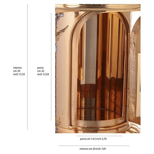 Tabernacle de table en laiton doré 4 anges JHS et calice 11