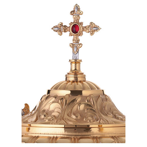 Tabernacle de table en laiton doré 4 anges JHS et calice 12