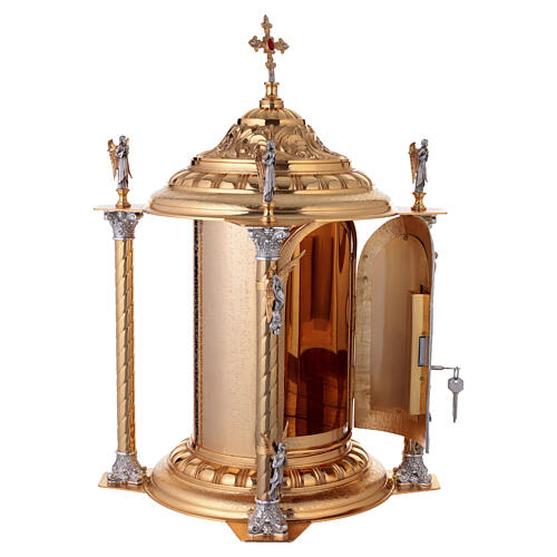 Tabernáculo de mesa em latão dourado com 4 anjos, JHS e Cálice 7