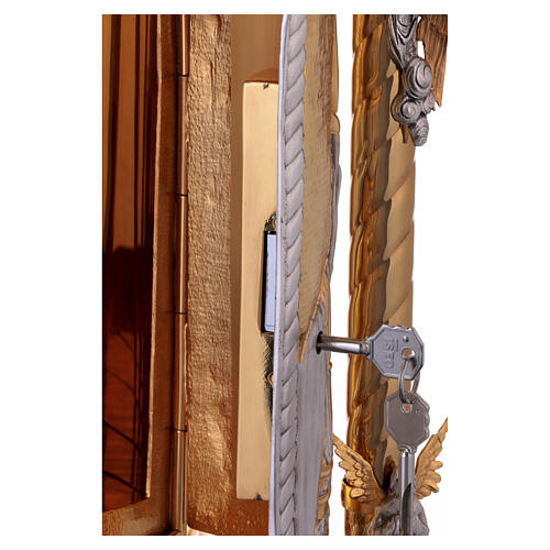 Tabernáculo de mesa em latão dourado com 4 anjos, JHS e Cálice 10