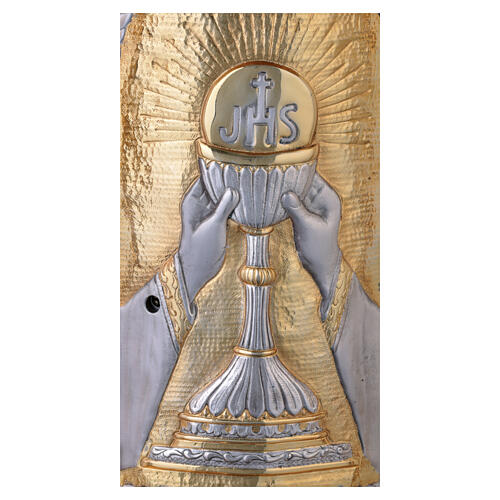 Table tabernacle gold-plated brass with 4 angels, JHS and chalice 3