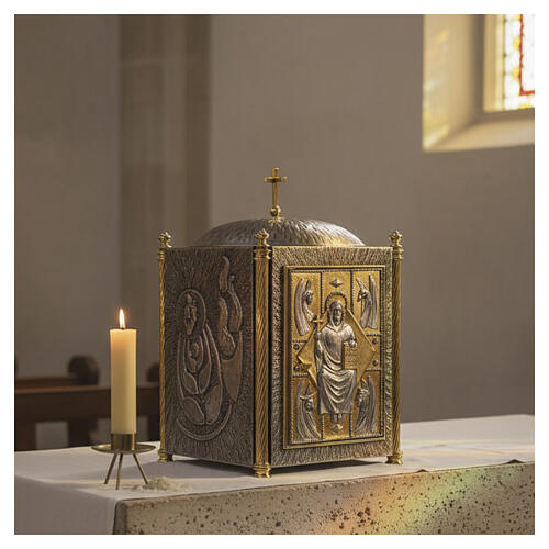 Bronze Altar Tabernacle with Dome, Christ and Evangelists 60 x 35 x 35 cm 2