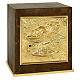 Tabernacle en acajou à poser porte en laiton avec panier de pains 25x20x20 cm s1