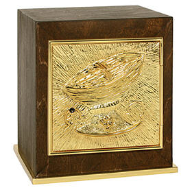 Tabernacolo in mogano porta bronzo con cesto pani 25x20x20 cm