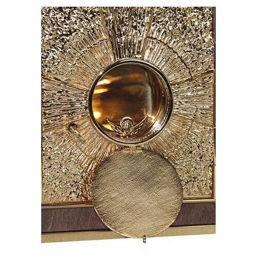Sagrario de caoba puerta dorada símbolos IHS 28x25x25 cm 3