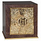 Sagrario de caoba puerta dorada símbolos IHS 28x25x25 cm s1