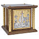 Mahogany tabernacle with gilded brass columns and Lake Tiberias motif, 12x14x14 in s1