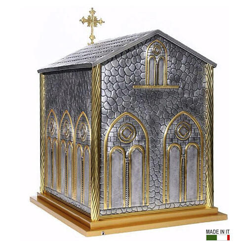 Altar tabernacle for cathedral altar, hand-chiseled Holy Trinity decoration, 30x20x23 in 5