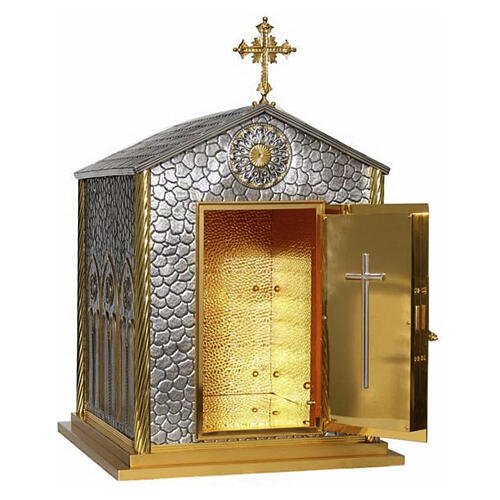 Tabernacle de table pour cathédrale ciselé à la main décor Sainte-Trinité 75x50x58 cm 4