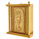 Gold-finished wood tabernacle with chalice and IHS host decoration and gilded brass door and columns, 50x40x40 cm s6